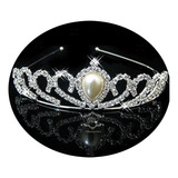 Coroa Tiara Daminha Debutante Noiva Prata Strass Coque T8