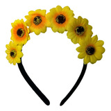 Coroa Tiara Encanto De Girassol 1un Com 6 Mini Girassóis