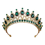 Coroa Tiara Noiva Debutante Porta Coque Verde Dourado