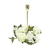 Coroas De Anéis De Velas Com Rosas Artificiais Decoração Floral Coroas De Castiçais Anéis Pequenos Anéis De Guirlanda De Velas De 20 Cm Mini Coroa De Flores Para Velas Mini Branco 1 Peça 