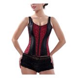 Corpete Corset Corselet Espartilho Alça Cinta Modeladora Vermelho Preto M167