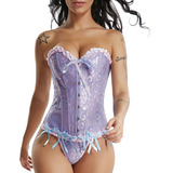 Corpete Corset Corselet Espartilho Modela Cintura Rosa Azul M161