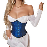 Corpete Corset Corselet Underbust Cinta Floral Azul A M607