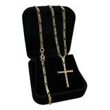 Corrente 3x1 Com Pingente Crucifixo Banhado Ouro 18k 60cm