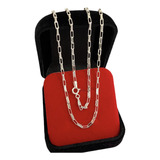 Corrente Cartier Cadeado Tijolinho Prata 925 Italiana 60cm
