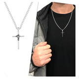 Corrente Colar Cordão Masculino Aço Inox Pingente De Cruz