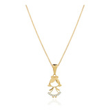 Corrente Colar Cordão Menina Filha Diamantes Ouro 18k 45cm