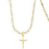 Corrente Colar Masculino De 70 Cm Banhada á Ouro 18k Cordão Pingente De Cruz
