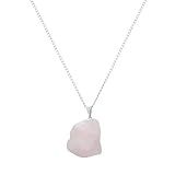Corrente Colar Pingente Pedra Natural Quartzo Rosa