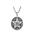 Corrente Com Pingente Em Aço Inox Egípcio Símbolos Faraó E Vikings Pentagrama Tetragrammaton Esoterismo 