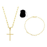 Corrente Cordão Banhada A Ouro 18k 70 Cm Pulseira E Pingente