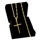 Corrente Cordão Crucifixo Cruz Masculino Banhado Ouro 18k