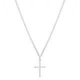 Corrente Cordão De Prata Masculino 925 Colar Piastrine 60cm Com Crucifixo