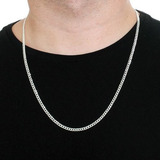 Corrente Cordão Italiana Masculina Grumet 60cm 2mm Prata 925 Cor Prateado