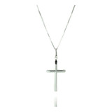 Corrente Cordão Prata Maciça 925 C Pingente Crucifixo 45 Cm