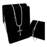 Corrente Cordão Rabo Rato Crucifixo Masculino Pulseira Aço