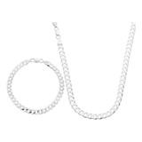 Corrente De Prata 925 Masculina Grossa 60cm Pulseira 8mm
