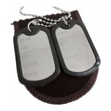 Corrente E Pingente Placa Militar Identificação Dog Tag Aço