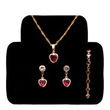 Corrente Feminina Pulseira Par De Brincos Folheados A Ouro