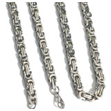 Corrente Masculina 4 Mm X 50 Cm Bizantina Bali Aço Maciço