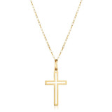Corrente Masculina Maciça Fina 70cm Pingente Cruz Ouro 18k