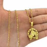 Corrente Masculina Pingente Cavalo Banhado A Ouro 18k