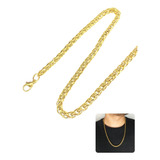 Corrente Masculino 60cm Grossa 5mm Trançada Aço Inox Dourado
