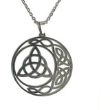 Corrente Pingente Triquetra Triqueta Celta Aço 316l Stlr 01