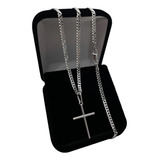 Corrente Prata 925 Masculina Legítima Pingente Crucifixo