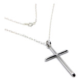 Corrente Prata Maciça 925 Masculina 60 Cm C Crucifixo