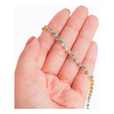 Corrente Strass Ss12 Azul Claro Dourado 5 Metros