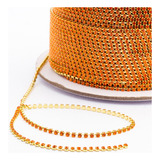 Corrente Strass Ss6 5 Laranja Dourada Rolo 100 Metros