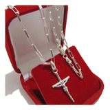 Corrente Veneziana Masculina Prata Pingente Crucifixo Cristo