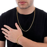 Correntinha Masculina E Pulseira Moeda Antiga Banhada A Ouro Cor Dourado