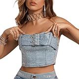 Corset Cropped Com Strass Pit Bull Jeans 80497