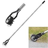 Cortador De Grama Manual TOOVEM Aparador Rotativo Portátil Com 4 Seções Cabo Longo De Aço Inoxidável Com Aderência De Almofada Para Jardim De Calçada Ferramenta De Gramado De 167 Cm Preto