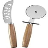 Cortador De Pizza Com Lâmina De Aço Inox E Cabo De Madeira Cozinha Gourmet Profissional Carretilha Lisa Para Cortar Massas Pastel Pizza