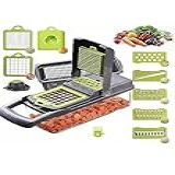 Cortador De Vegetais 12 Em 1 Cortador De Mandolina Resistente Cortador De Batata Cebola Picador De Alimentos Cortador De Legumes Com Descascador De Vegetais Protetor De Mão E Recipiente Preto