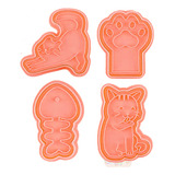 Cortador Marcador Gato Pata Peixe 4 Peças 4 Cm
