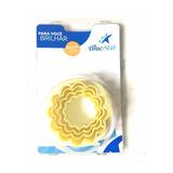 Cortador Redondo Babado P Bolo Pasta Biscuit 4 Pcs Blue Star