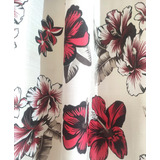 Cortina 2 00x1 35 Estampada Sala Quarto Cor Florida Vermelha