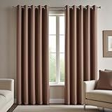 Cortina Blackout-Blecaute Em Tecido Corta Luz Para Sala- Quarto E Escritorio 2-80M X 1-80M - -2-80M X 1-80M- Com Ilhós Cromado -Cacau-