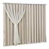 Cortina Blackout Com Voil 3 00m X 2 70m Bege Cor Bege palha