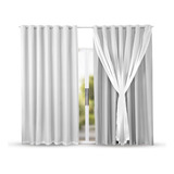 Cortina Blackout Com Voil 3 00m X 2 70m Blecaute Em Tecido Para Quarto E Sala Cor Branco gelo