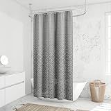Cortina Box Banheiro Estampada Com Ilhós Chuveiro Poliéster 198x180cm -Degradê Cinza-