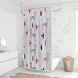 Cortina Box Banheiro Estampada Com Ilhós Chuveiro Poliéster 198x180cm -Lhamas-