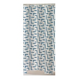 Cortina Box Banheiro Poliéster 198x180cm C Ganchos Cor Geométrico Azul