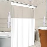 Cortina Box Com Visor Transparente Em PVC Para Banheiro Anti Mofo Com Ganchos Branca
