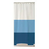 Cortina Box Grossa Antimofo Pvc 198x180 Cm C Ganchos Cor Faixas Azuis