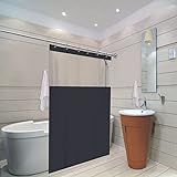 Cortina Box Para Banheiro Com Visor 100  PVC 1 38m X 1 98m   Preto